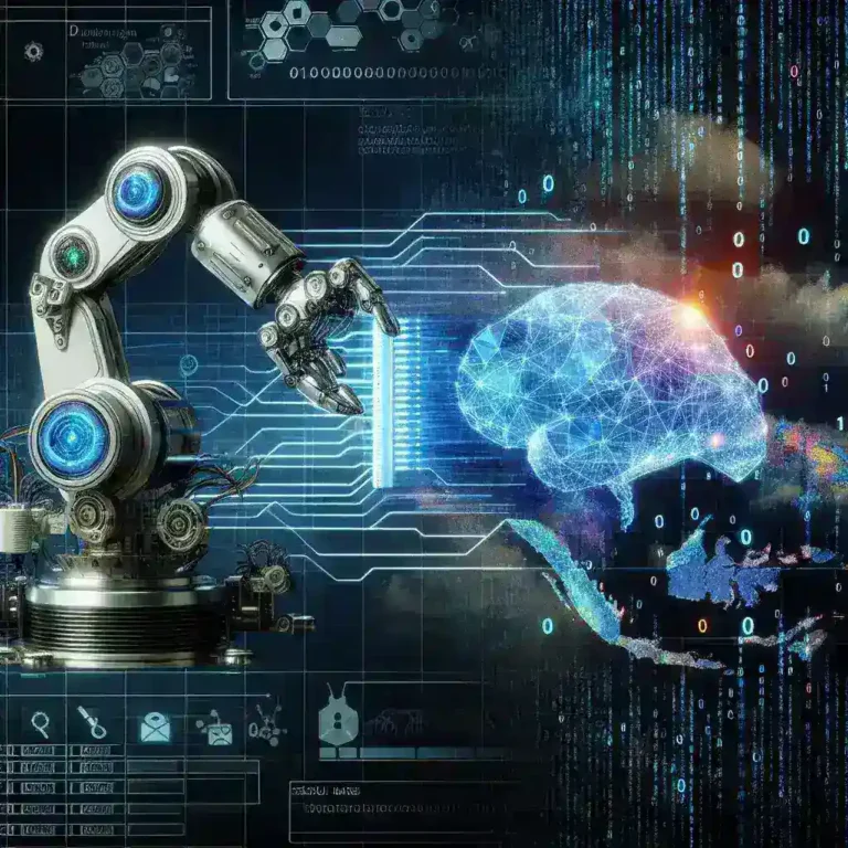 "Ilustrasi teknologi Gen AI di Indonesia, menunjukkan potensi manfaat dan ancaman keamanan yang terkait dengan kecerdasan buatan dalam konteks digital."
